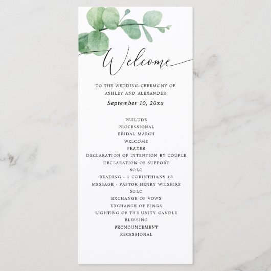 Programme Mariage à l'eucalyptus | Cérémonie botanique de ve (Devant)