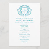 Programme Mariage à monogramme à crête de turquoise de rose (Devant)