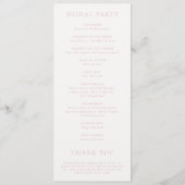 Programme Mariage à monogramme élégant en écriture rose (Dos)