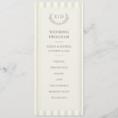 Programme Mariage à monogramme rayé vert sauge (Devant)