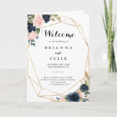 Programme Mariage à plis floraux d'hiver géométrique d'or (Devant)