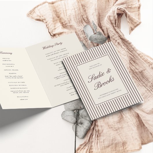 Programme Mariage à rayure fine en écriture classique Bourgo