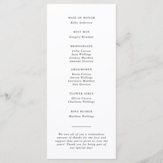 Programme Mariage Absolu Classique Aqua Clair Script (Dos)