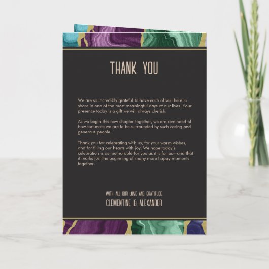 Programme Mariage Aquarelle Agate Paon (Dos)