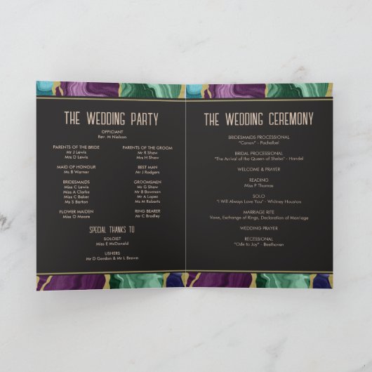 Programme Mariage Aquarelle Agate Paon (Intérieur)