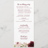Programme Mariage aquarelle floral rouge vin de Bourgogne (Dos)