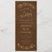 Programme Mariage Aquarelle Rustique Feuilles Marron Châtaig (Devant)