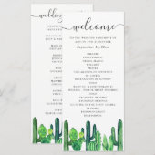Programme Mariage aquarelle vert cactus et succulentes (Devant / Derrière)