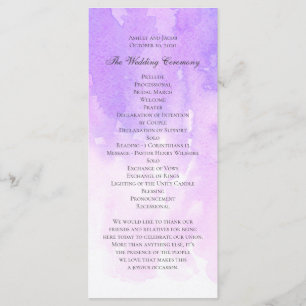 Programme Mariage aquarelle violet élégant lilas violet