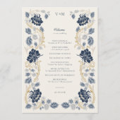 Programme Mariage Art Nouveau Bleu Nuit Or Flore (Devant)