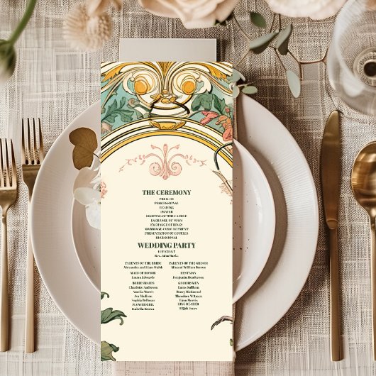 Programme Mariage Art Nouveau Floral Vintage