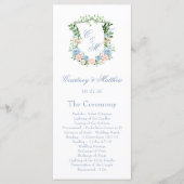 Programme Mariage au blason floral bleu poussiéreux (Devant)