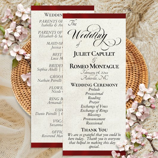 Programme Mariage au Ruban Rouge