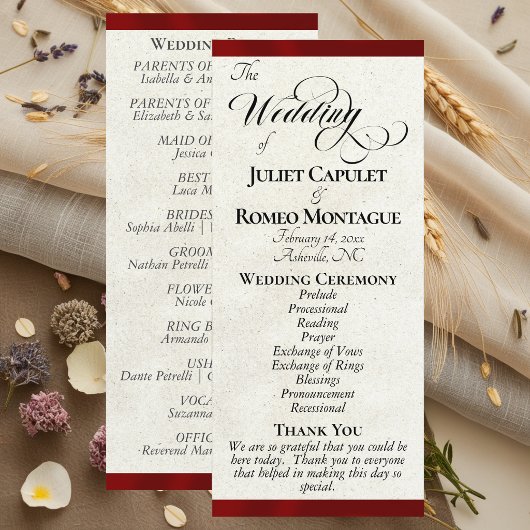 Programme Mariage au Ruban Rouge