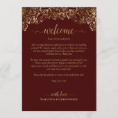 Programme Mariage Auburn Brun & Or Bienvenue & Itinéraire (Devant)