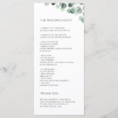 Programme Mariage aux feuilles d'eucalyptus aquarelle (Dos)