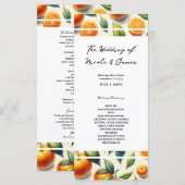 Programme Mariage aux feuilles d'orange agrumes à l'aquarell (Devant / Derrière)