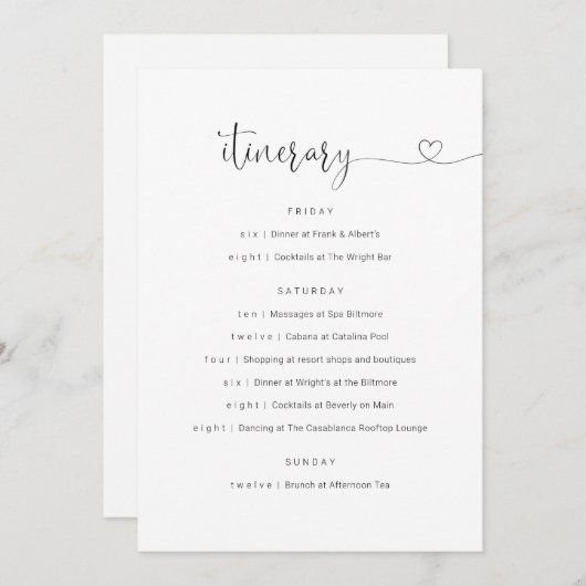 Programme Mariage / Bachelorette Party / Anniversaire (Devant / Derrière)