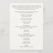 Programme Mariage blanc doux pour cadre de feuillage minimal (Dos)