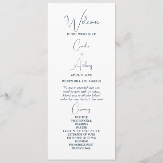 Programme Mariage bleu (Devant)