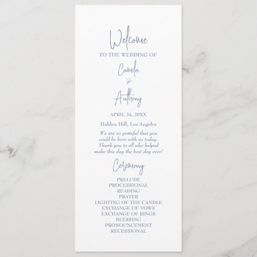 Programme Mariage bleu (Devant)