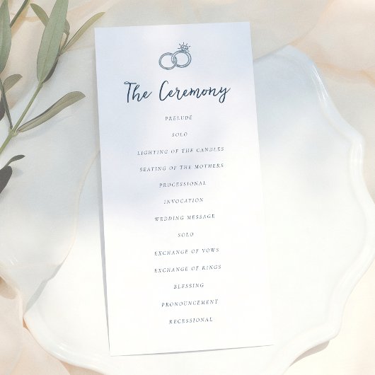 Programme Mariage bleu clair rétro fantaisiste doodle