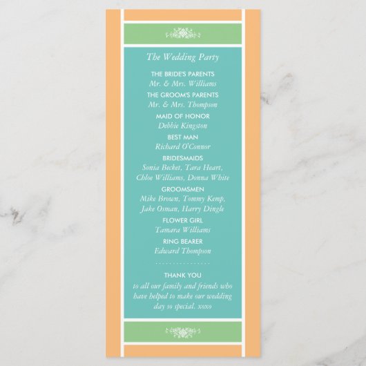 Programme Mariage - Bloc Moderne Pastel - Couleurs Tropicale (Dos)