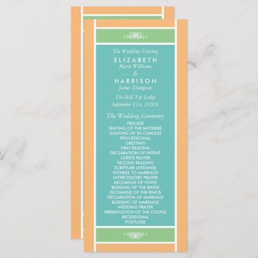 Programme Mariage - Bloc Moderne Pastel - Couleurs Tropicale (Devant / Derrière)