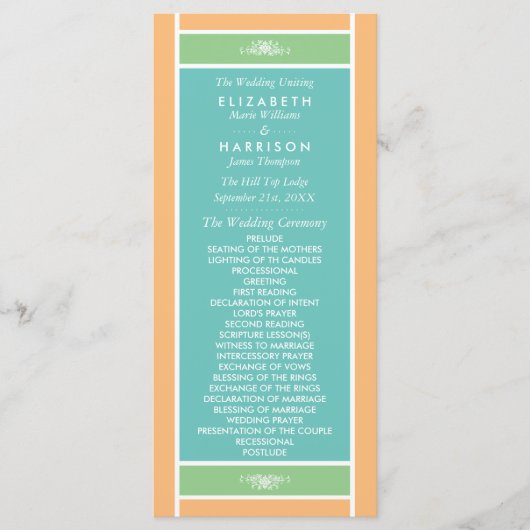 Programme Mariage - Bloc Moderne Pastel - Couleurs Tropicale (Devant)