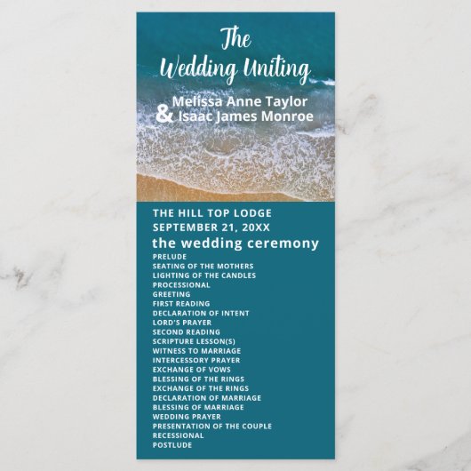 Programme Mariage Blue Sea Beach (Devant)