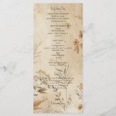 Programme Mariage Bohème Botanique Floral Délicat Vintage (Dos)