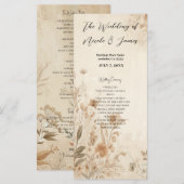 Programme Mariage Bohème Botanique Floral Délicat Vintage (Devant / Derrière)