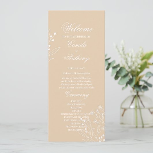 Programme Mariage Boho Floral Blanc Beige Corner (Debout devant)