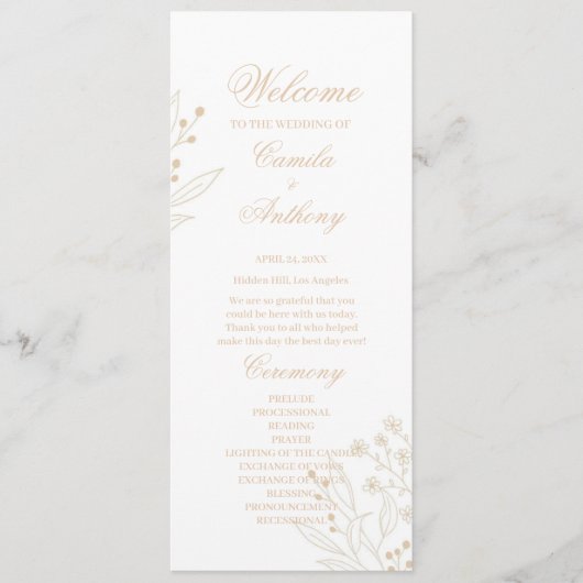 Programme Mariage Boho Floral Corner beige (Devant)