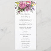 Programme Mariage Boho rose magenta violet vert fleuri (Devant)