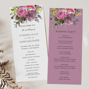 Programme Mariage Boho rose magenta violet vert fleuri