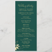 Programme Mariage Botanique au Feuillage Vert Émeraude et Or (Dos)