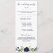 Programme Mariage Botanique Floral Argent Bleu Marine (Dos)