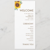 Programme Mariage botanique floral de tournesol moderne (Devant)
