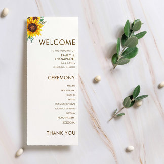 Programme Mariage botanique floral de tournesol moderne