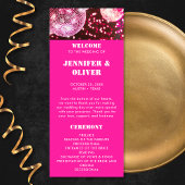 Programme Mariage Boules Rétro Disco Paillettes Rose Gras Ch