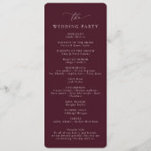 Programme Mariage calligraphié élégant bordeaux (Dos)
