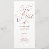 Programme Mariage Calligraphie Fantaisiste Terracotta Bohème (Devant)