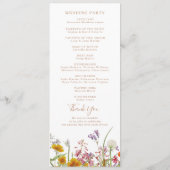 Programme Mariage campagnard aux fleurs sauvages colorées (Dos)