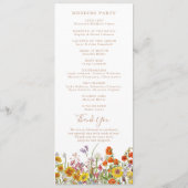 Programme Mariage campagnard aux fleurs sauvages colorées (Dos)