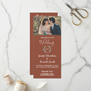 Programme Mariage campagnard photo feuille rustique aquarell