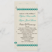 Programme mariage campagnard turquoise Rustique et dentelle (Devant / Derrière)