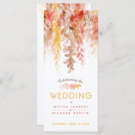 Programme Mariage cascade des vignes d'automne aquarelle (Devant / Derrière)