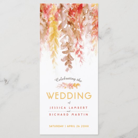 Programme Mariage cascade des vignes d'automne aquarelle (Devant)