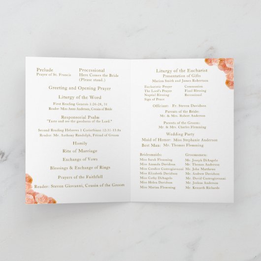 Programme Mariage catholique Rose en terre cuite (Intérieur)